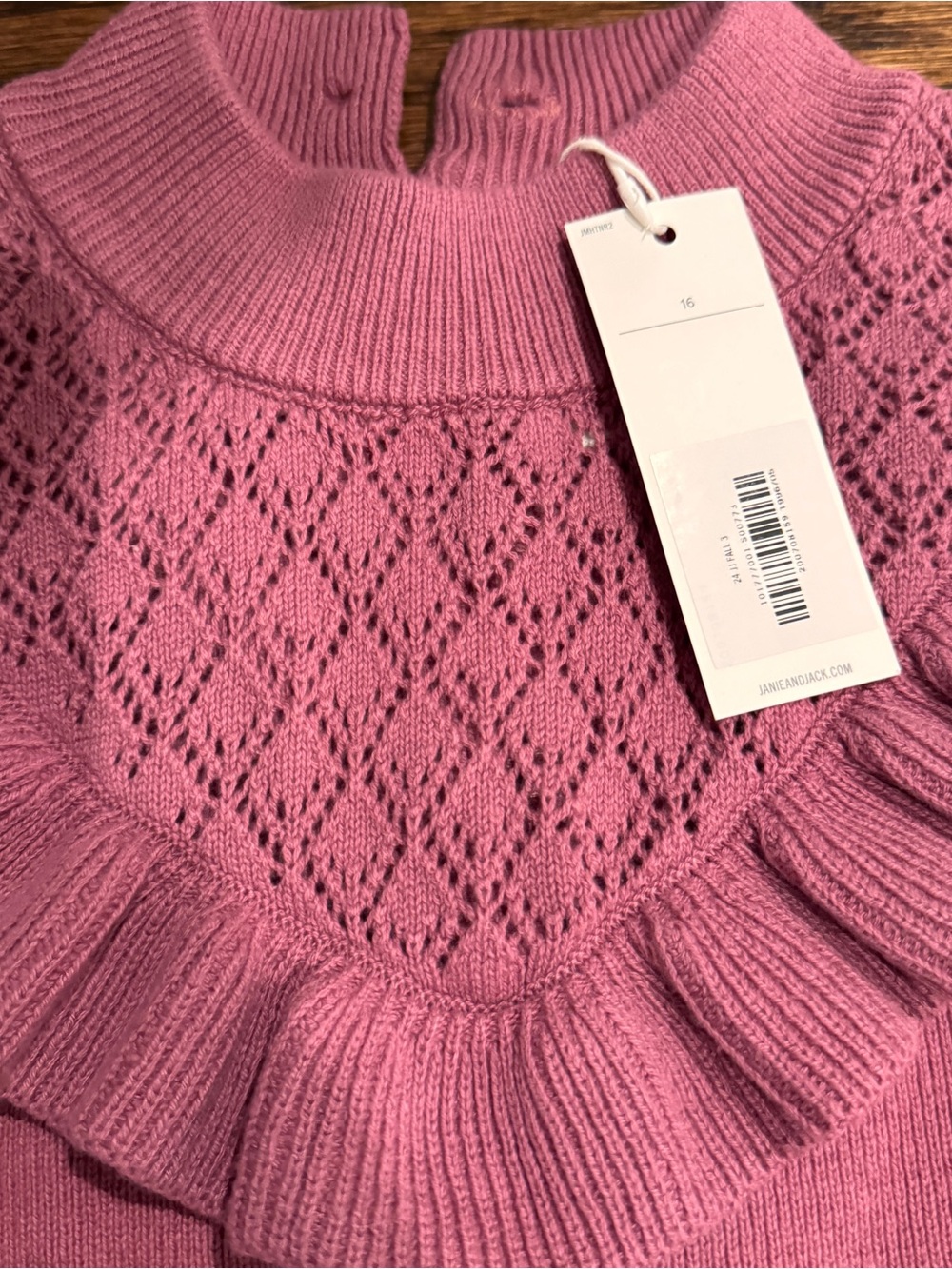 Janie and Jack Rose Pink Ruffle Knit Turtleneck